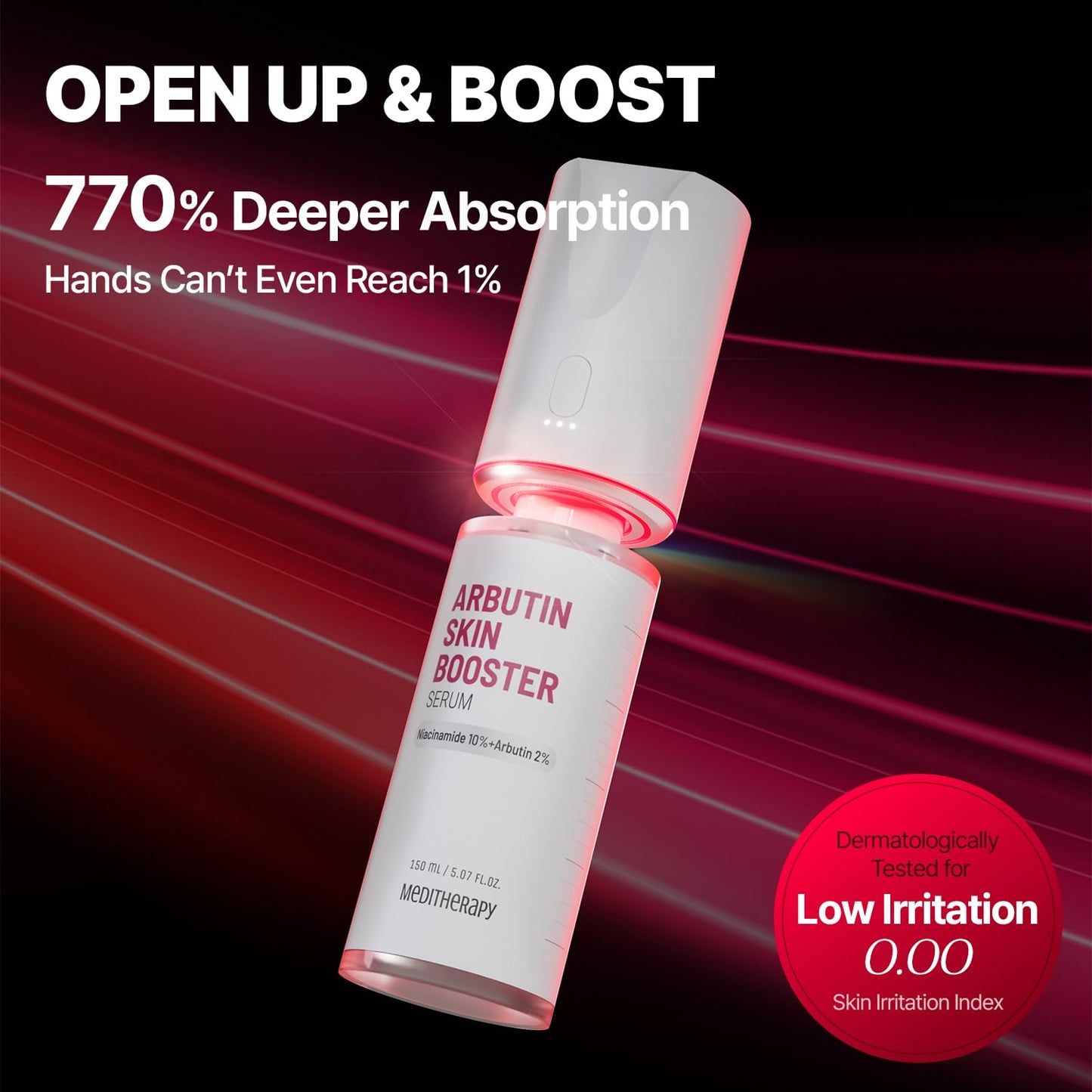 Arbutin Skin Booster Serum – 10% Niacinamide, 2% Arbutin, Boosts Absorption 7x with Built-In Device